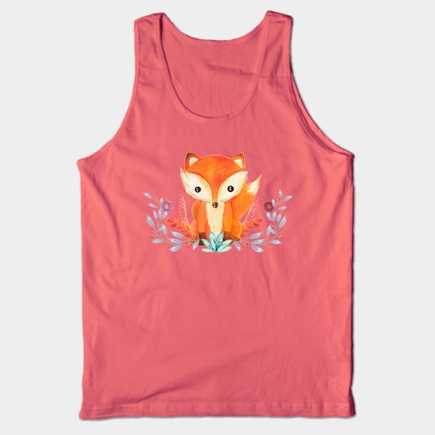 Fox In The Flowers Tank Top by LittleBunnySunshine